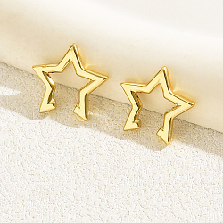 Elegant Geometric Clip-on Earrings for Women, Gold Plated, No Piercing Needed, Star(VR3458)