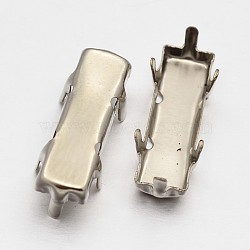 Rectangle Brass Sew on Prong Settings, Claw Settings for Pointed Back Rhinestone, Platinum, 21x7x0.3mm, Fit for 7x21mm rectangle cabochon, about 1000pcs/bag(KK-O084-13-7x21mm)