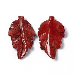 Natural Red Jasper Pendants, Leaf Charms, 41.5x25~26x5mm, Hole: 0.8mm(G-I336-01-07)