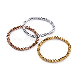 Electroplate Glass Beads Stretch Bracelets, Faceted, Rondelle, Mixed Color, 2-1/8 inch(5.5cm)(BJEW-JB04649)