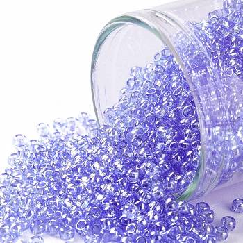 TOHO Round Seed Beads, Japanese Seed Beads, (107) Transparent Luster Light Sapphire, 11/0, 2.2mm, Hole: 0.8mm, about 1110pcs/10g