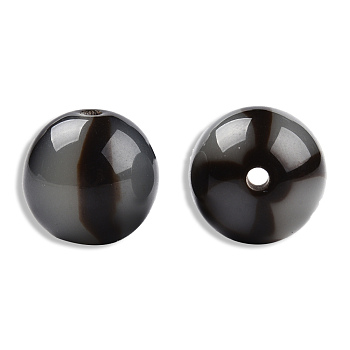 Opaque Resin Beads, Round, Gray, 16mm, Hole: 3mm
