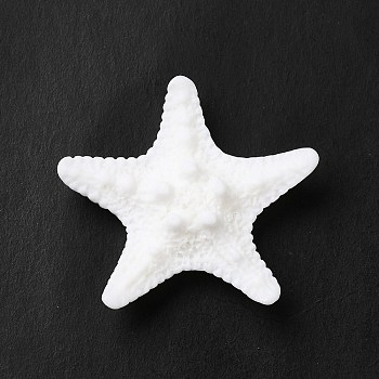 Sea Animal Opaque Resin Cabochons, Starfish, White, 37x38x9mm