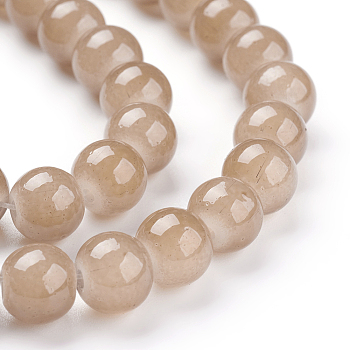 Imitation Jade Glass Beads Strands, Spray Painted, Round, Tan, 8mm, Hole: 1.3~1.6mm, about 100pcs/strand, 31.4 inch