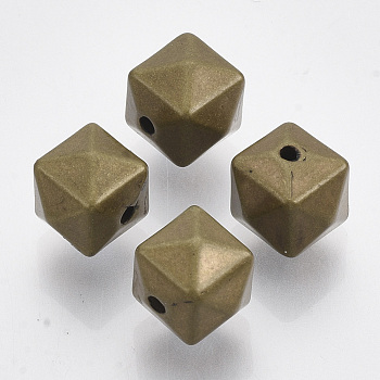 CCB Plastic Beads, Cube, Faceted, Antique Bronze, 9x10x10mm, Hole: 1.6mm, about 958cs/500g