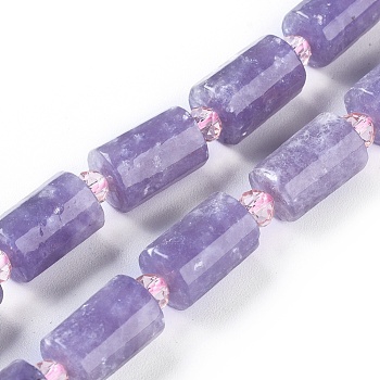 Natural Lepidolite/Purple Mica Stone Beads Strands, Column, 11.8~12x7.5~8mm, Hole: 0.8mm, about 26pcs/strand, 15.5 inch(39.6cm)