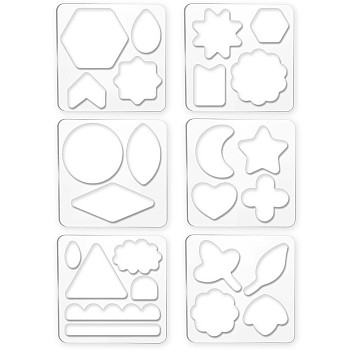 Acrylic Earring Handwork Template, Card Leather Cutting Stencils, Square, Clear, Geometric Pattern, 152x152x4mm, 6 styles, 1pc/style, 6pcs/set
