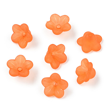 Transparent Acrylic Beads, Flower, Frosted, Coral, 10x5mm, Hole: 1mm, about 4600pcs/500g