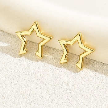 Elegant Geometric Clip-on Earrings for Women, Gold Plated, No Piercing Needed, Star