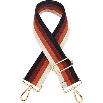 Stripe Pattern Cotton Fabric Bag Straps, with Alloy Swivel Clasps, Bag Replacement Accessories, Dark Orange, 72~128x5cm