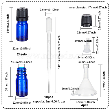 benecreat 24 は空のガラス製エッセンシャル オイル ボトルをセットします(MRMJ-BC0003-37B)-2