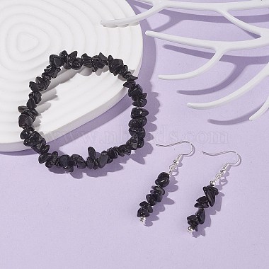 Natural Obsidian Chips Beaded Jewelry Set(X-SJEW-JS01232-01)-2