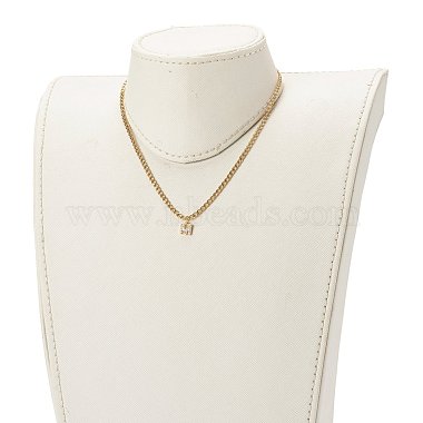 Brass Micro Pave Clear Cubic Zirconia Initial Pendant Necklaces(NJEW-JN03506)-5