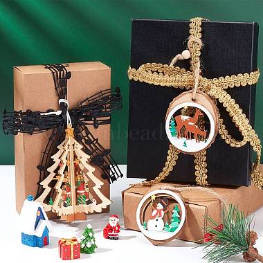 Gorgecraft 6шт 6 стиля деревянные рождественские украшения(WOOD-GF0001-51)-7