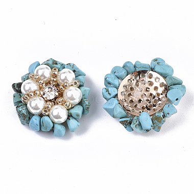 Golden Creamy White Flower Synthetic Turquoise Cabochons