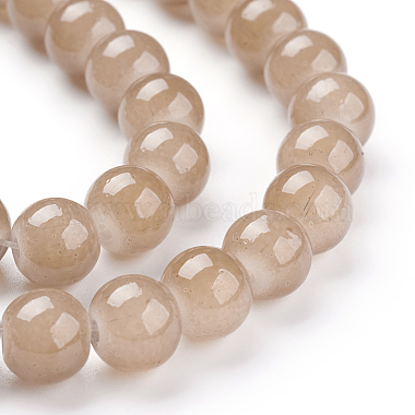 8mm Tan Round Glass Beads