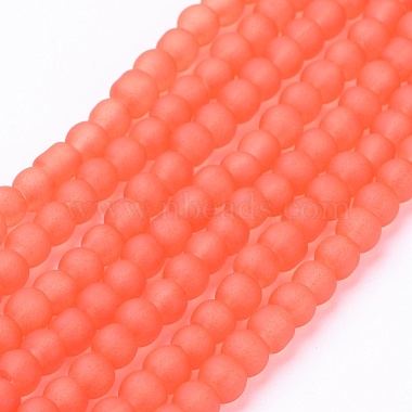 4mm OrangeRed Round Glass Beads