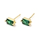 Green Cubic Zirconia Rectangle Stud Earrings(X-EJEW-G297-19G)-1