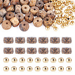 50Pcs Natural Picture Jasper Beads, Faceted, Rondelle, with 50Pcs Golden Tone Brass Solid Round Beads, 4x2mm, Hole: 1mm(G-TAD0001-12)