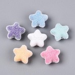 Flocking Opaque Acrylic Star Beads, Mixed Color, 22x23x13.5mm, Hole: 2.5mm(OACR-T030-15M)