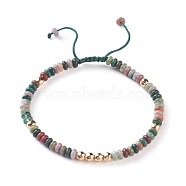 Natural Indian Agate Braided Bead Bracelets, with Nylon Cord and Non-magnetic Synthetic Hematite Beads, 2-1/8 inch~2-3/4 inch(5.5~7cm)(BJEW-O175-C08)