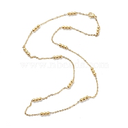 Vacuum Plating 304 Stainless Steel Cable Chain Necklaces, with Round Beads, Golden, 17.79 inch(45.2cm), 1.5mm(NJEW-I248-17G)