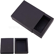 Kraft Paper Folding Box, Drawer Box, Rectangle, Black, 12.8x10.8x4.2cm, 20pcs/set(CON-BC0004-32C-B)