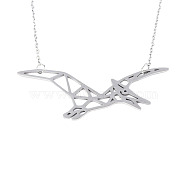 201 Stainless Steel Pendant Necklaces, with Cable Chains, Pterosaur, Stainless Steel Color, 18.1 inch(46cm), 2mm, Pterosaur: 22.5x55.5x1mm(NJEW-T009-JN059-1-40)