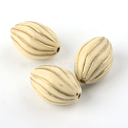 Oval Plating Acrylic Beads, Golden Metal Enlaced, Beige, 22.5x15x15mm, Hole: 2mm, about 179pcs/500g(PACR-Q102-176A)