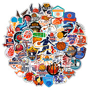 50Pcs Basketball Themed PVC Self-Adhesive Stickers, Waterproof Ball Decals for Kid's Art Craft, Mixed Color, 40~60mm(PW-WG86843-01)