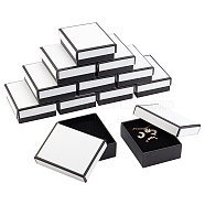 Paper Box, Snap Cover, with Sponge Mat, Jewelry Box, Rectangle, White, 9x7x3.1cm(CON-NB0001-66)