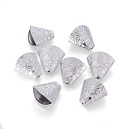 Alloy Bead Cones, For Tassels Pendant,  Apetalous, Silver Color Plated, 18~19x19.5~20x11mm, Hole: 2mm, Inner Diameter: 8~10x18mm(PALLOY-J471-55S-AAA)