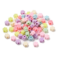 Flocky Acrylic Beads, Flower, Mixed Color, 12x10.5x7mm, Hole: 4mm(OACR-C018-01)