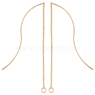 10Pcs Brass Chain Stud Earring Findings, with Loop, Ear Threads, Nickel Free, Real 18K Gold Plated, 113mm, Loop: 4x0.6mm, Inner Diameter: 2.5mm, Pin: 0.6mm(KK-BBC0004-08)
