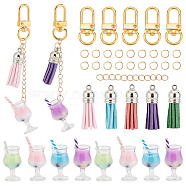 DIY Drinking Cup Keychain Making Kit, Including Alloy Swivel Clasps, Faux Suede Tassel Pendant Decorations, Plastic Goblet Pendants, Mixed Color, 60Pcs/set(DIY-AR0003-63)