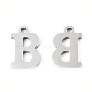 201 Stainless Steel Charms, Alphabet, Letter.B, 9x6x1mm, Hole: 1mm(STAS-N091-176B-P)