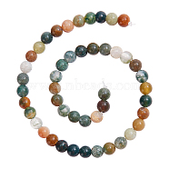 Natural Indian Agate Beads Strands, Round, 4mm, Hole: 0.8mm, about 85~86pcs/strand, 15~16 inch(G-NB0004-54)
