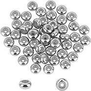 304 Stainless Steel Beads, with Rubber Inside, Slider Beads, Stopper Beads, Rondelle, Stainless Steel Color, 7x3.5mm, Rubber Hole: 1mm, 50pcs/box(STAS-UN0018-23P)