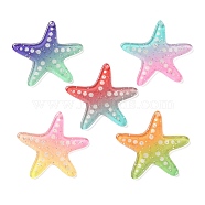 Printed Transparent Acrylic Pendants, Starfish, Mixed Color, 40x40x2mm, Hole: 1mm(MACR-M047-02)