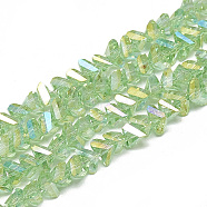 Electroplate Glass Beads Strands, Faceted Triangle, Light Green, 6x5x4mm, Hole: 1.2mm, about 100pcs/strand, 12.99 inch(EGLA-Q103-A02)