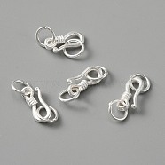 925 Sterling Silver S-Hook Clasps, with Jump Rings, Silver, 16.5mm, Hole: 3.5mm(FIND-WH0114-71A)