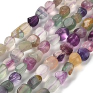 Natural Colorful Fluorite Beads Strands, Nuggets, Tumbled Stone, 7~13x4.5~10x4.5~10mm, Hole: 1.2mm, about 44~46pcs/strand, 15.08~16.14 inch(38.3~41cm)(G-P497-01E-10)