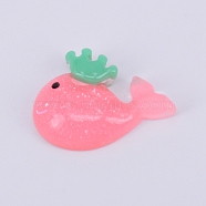 Transparent Resin Cabochon, Dolphin, Pearl Pink, 17.5x24.5x5.5mm(RESI-WH0009-32)