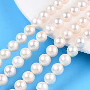 Natural Cultured Freshwater Pearl Beads Strands, Round, Creamy White, 8.5~9.5mm, Hole: 0.6mm, about 47~48pcs/strand, 15.55~16.14 inch(39.5~41cm)(PEAR-N016-08A)