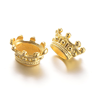 Large Hole Crown Brass Beads, Golden, 14x11x7mm, Hole: 4.5x7mm and 7x11mm(KK-L129-42G)