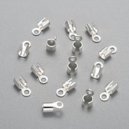 Brass Cord Ends, Silver Color Plated, 10x5x3mm, hole: 2mm, Inner Diameter: 3mm(KK-E182-S)