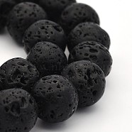 Natural Lava Rock Round Bead Strands, 14mm, Hole: 1mm, about 28pcs/strand, 15.7 inch(G-M169-14mm-03)