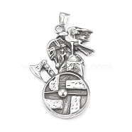 304 Stainless Steel Big Pendants, Viking Ax Crow Charm, Antique Silver, 62.5x40x5mm, Hole: 4x7mm(STAS-G303-08AS)