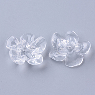 Transparent Acrylic Beads, Flower, Clear, 25~26x21x8~9mm, Hole: 1.4mm(X-TACR-N006-01A)