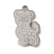 304 Stainless Steel Pendants, Giraffe Charm, Stainless Steel Color, 24.5x16x1.5mm, Hole: 1mm(STAS-C095-18P)